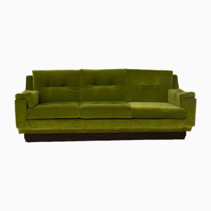 Italian Sofa in Green Velvet and Wood, 1950