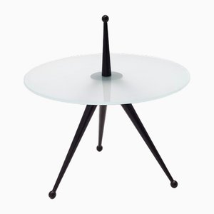 Tripod Beech and Glass Side Table in the style of Cesare Lacca, Italy, 1980s