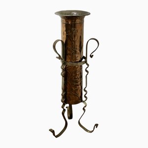 Arts and Crafts Copper and Iron Umbrella Stand, 1890s