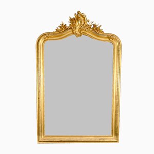 Espejo Napoleón III dorado con hoja, siglo XIX