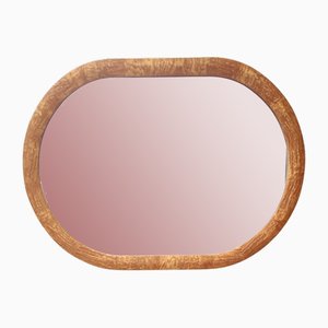 Vintage Oval Wall Mirror with Ash Root Frame, Italy, 1950s