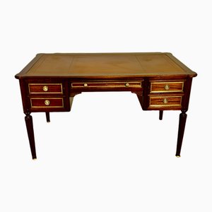 Louis XVI Style Desk in Mahogany & Leather, 1950s