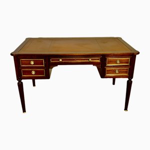 Schreibtisch im Louis XVI Stil aus Mahagoni & Leder, 1950er