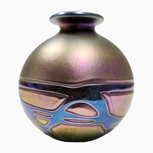 Vintage Opalescent Mdina Glass Vase, Malta, 1960s