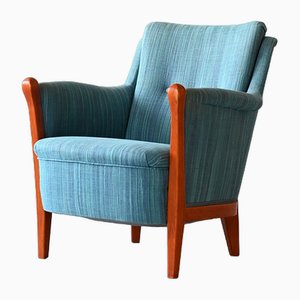 Vintage Armchair with Blue Fabric, 1960s