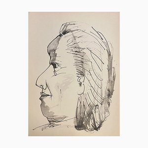 Pablo Picasso, Profilo destro di donna, Litografia originale per Buffon, 1957