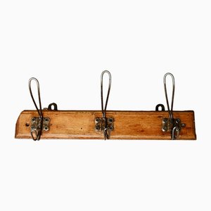 Vintage Bistro Wood and Metal Coat Rack, 1950s