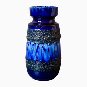 Blaue Vase im Fat Lava Stil von Scheurich, 1960er