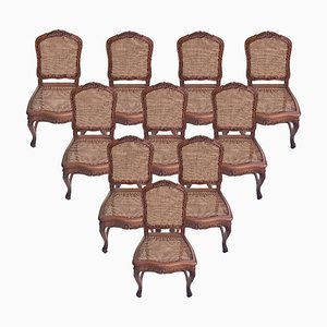 Spanish Walnut Dining Chairs, Set of 10