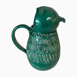 English Majolica Green Bird Jug, 1960