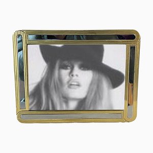 Vintage Italian Picture Frame Chrome and Brass, 1970s