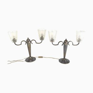 Art Deco Double Arm Lamps by Degué, 1940s, Set of 2