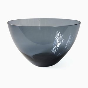 Vintage Smoked Blue Glass Bowl from Reijmyre, Sweden