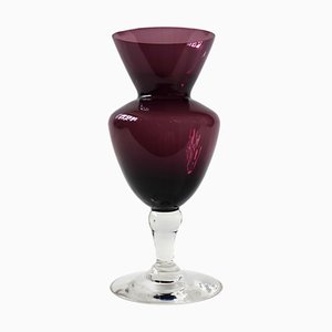 Petit Vase sur Pied Violet Vintage de Nybro, Suède