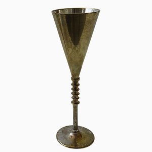 Bicchiere da champagne vintage placcato in argento con dettagli in ottone, Svezia, anni '90