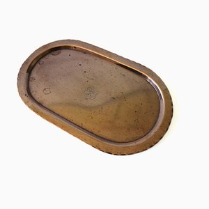 Small Copper Oval Tray with Arrows and Crown Engraving, Sweden, 1900s