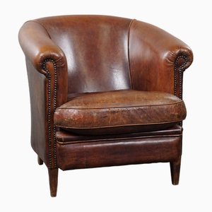 Fauteuil Club Vintage en Cuir de Mouton