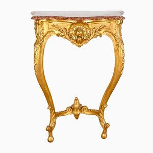 Napoleon III Louis XV Style Wall Console in Gilded Wood, Mid-19th Century