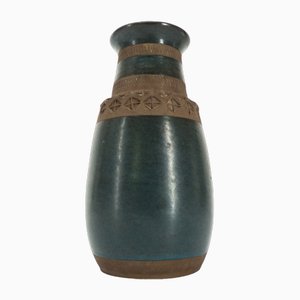 Jarrón de cerámica esmaltada en azul de Bitossi
