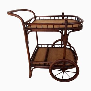 Vintage Wood and Rattan Drinks Trolley from Hanbel