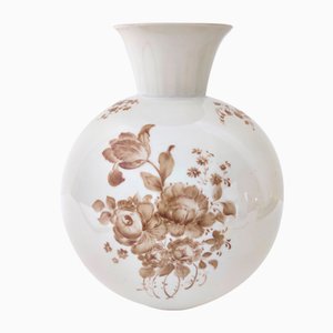 Vase en Céramique Ivoire avec Détails Floral Marron de Rosenthal, Italie, 1943