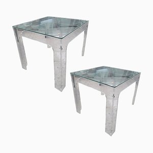 Tables d'Appoint Vintage en Méthacrylate et Cristal, Set de 2