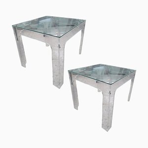 Vintage Methacrylate and Crystal Side Tables, Set of 2