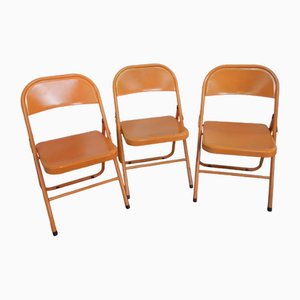 Metal Folding Chairs, 1970s, Set of 3