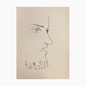Pablo Picasso, Perfil de hombre, Litografía original, 1957
