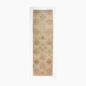 Vintage Shades of Brown & Beige Runner Rug, 1960s