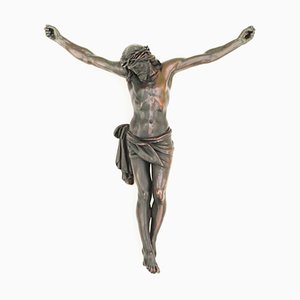 Crucifijo de Jesús en metal cobre, Sur de Alemania, siglo XIX