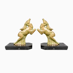 Art Deco Ibex Bookends by Franjou / Hippolyte Moreau, 1930s, Set of 2