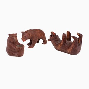 Small Black Forest Carved Bears, Germany, 1910s, Set of 3