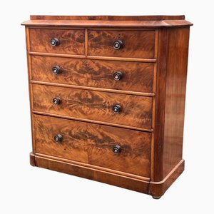 Large Victorian 2 Over 3 Graduated Mahogany Chest of Drawers