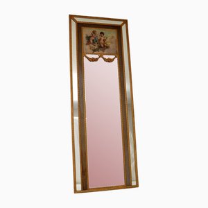 Espejo decorativo antiguo alto de madera dorada, década de 1860