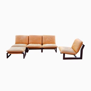 Modular Sofa in Cognac Leather, Germany, 1970s, Set of 5