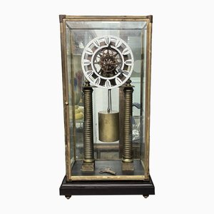 Large Skeleton Clock with Case and Key