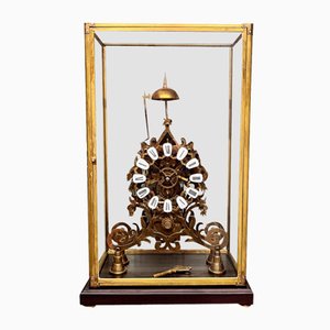 Large Chain Fusee Skeleton Clock with Passing Strike in Glass Case