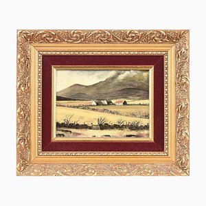 Derek Quann, Small Cottages in the Mournes in Ireland, 1985, Oil Painting, Framed