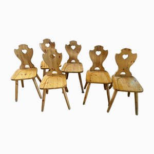 Mountain Chairs in Pine, 1970s, Set of 6