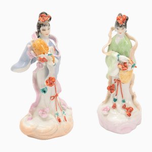 Figuras de porcelana japonesas, Italia, años 80. Juego de 2