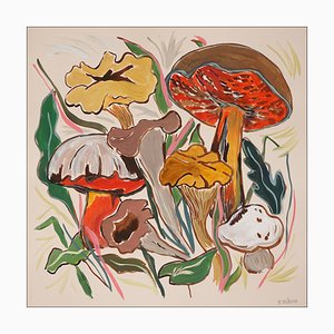 Romina Milano, Raccolta dei funghi selvatici, 2023, Acrilico su carta
