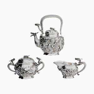 Set da tè in argento, Giappone, set di 3
