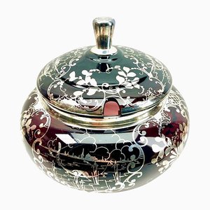 Böhmische Handgefertigte Glas Bowle mit Deckel, 1900er