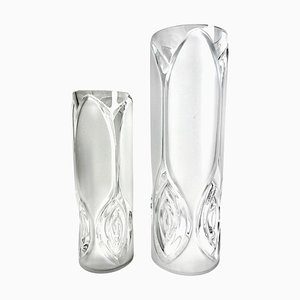 Vintage Vases in Clear and Frosted Art Glass from Peill & Putzler, 1971, Set of 2