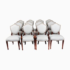 Vintage Hepplewhite Revival Shield Back Dining Chairs, 1960s, Set of 12