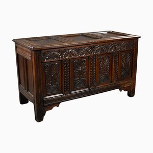 18th Century Carved Oak Coffer, 1730s