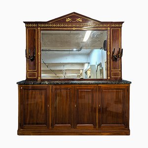 Low Mahogany Buffet with Mirror, Set of 2