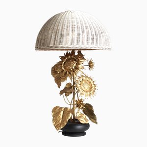 Lámpara de mesa vintage en forma de girasol, años 80