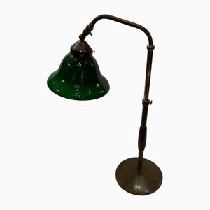 Italian Industrial Beech and Brass Table Lamp, 1930s